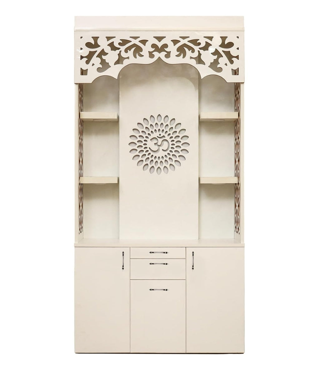 Deluxe Engineered Wood Prayer Temple with Illuminated Acrylic Feature (#MM2001)