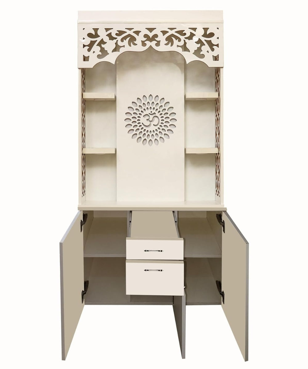 Deluxe Engineered Wood Prayer Temple with Illuminated Acrylic Feature (#MM2001)