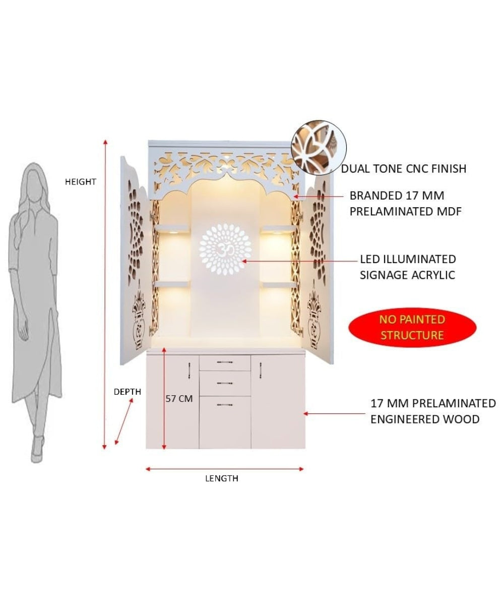 Stylish Engineered Wood ID Temple – LED-Backlit Acrylic Panel Design (#MM2002)
