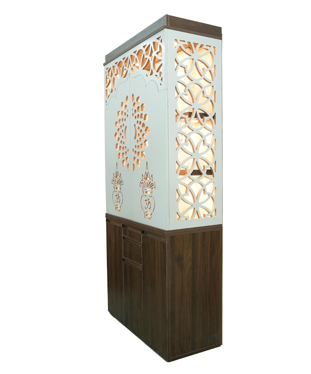 Premiun and Stylish Engineered Wood Temple – LED & Acrylic Backlight Panel (#MM2003)