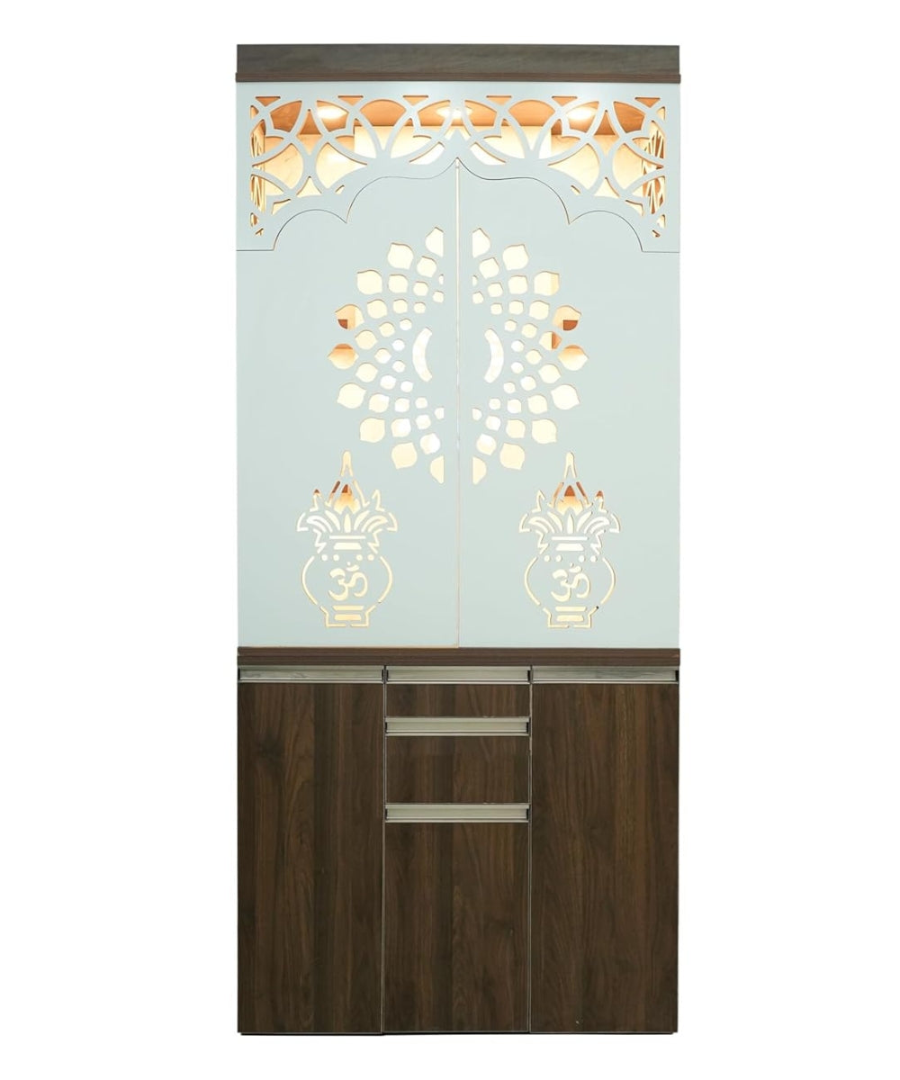 Premiun and Stylish Engineered Wood Temple – LED & Acrylic Backlight Panel (#MM2003)