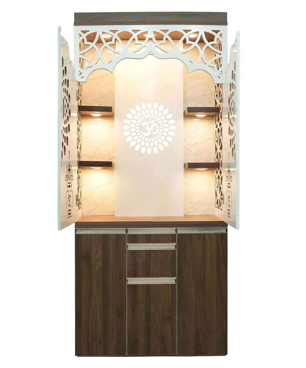Premiun and Stylish Engineered Wood Temple – LED & Acrylic Backlight Panel (#MM2003)