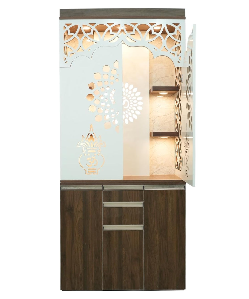 Premiun and Stylish Engineered Wood Temple – LED & Acrylic Backlight Panel (#MM2003)