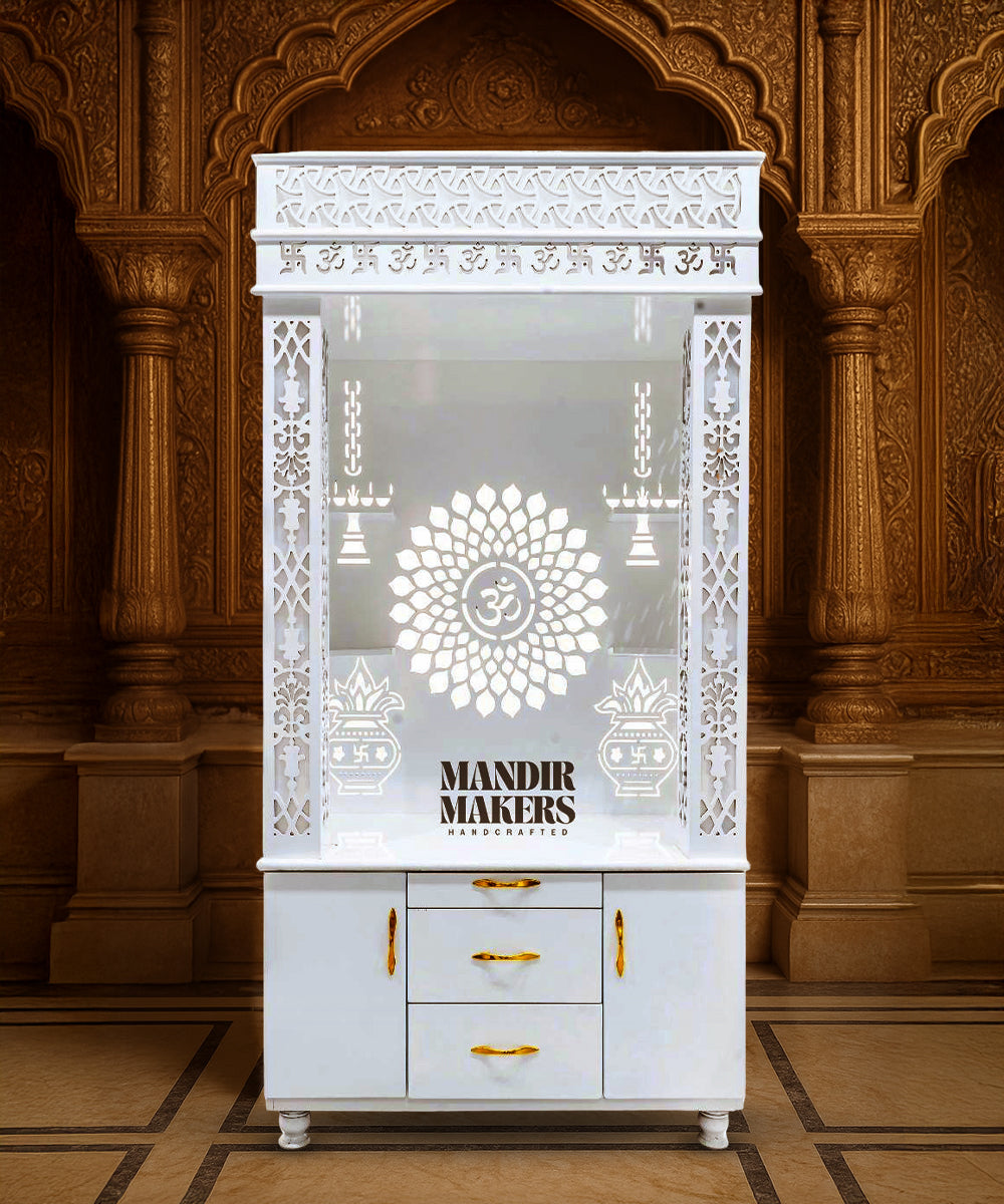 MDF Wood Temple with OM Design & LED Backlight- White (#MM4002)