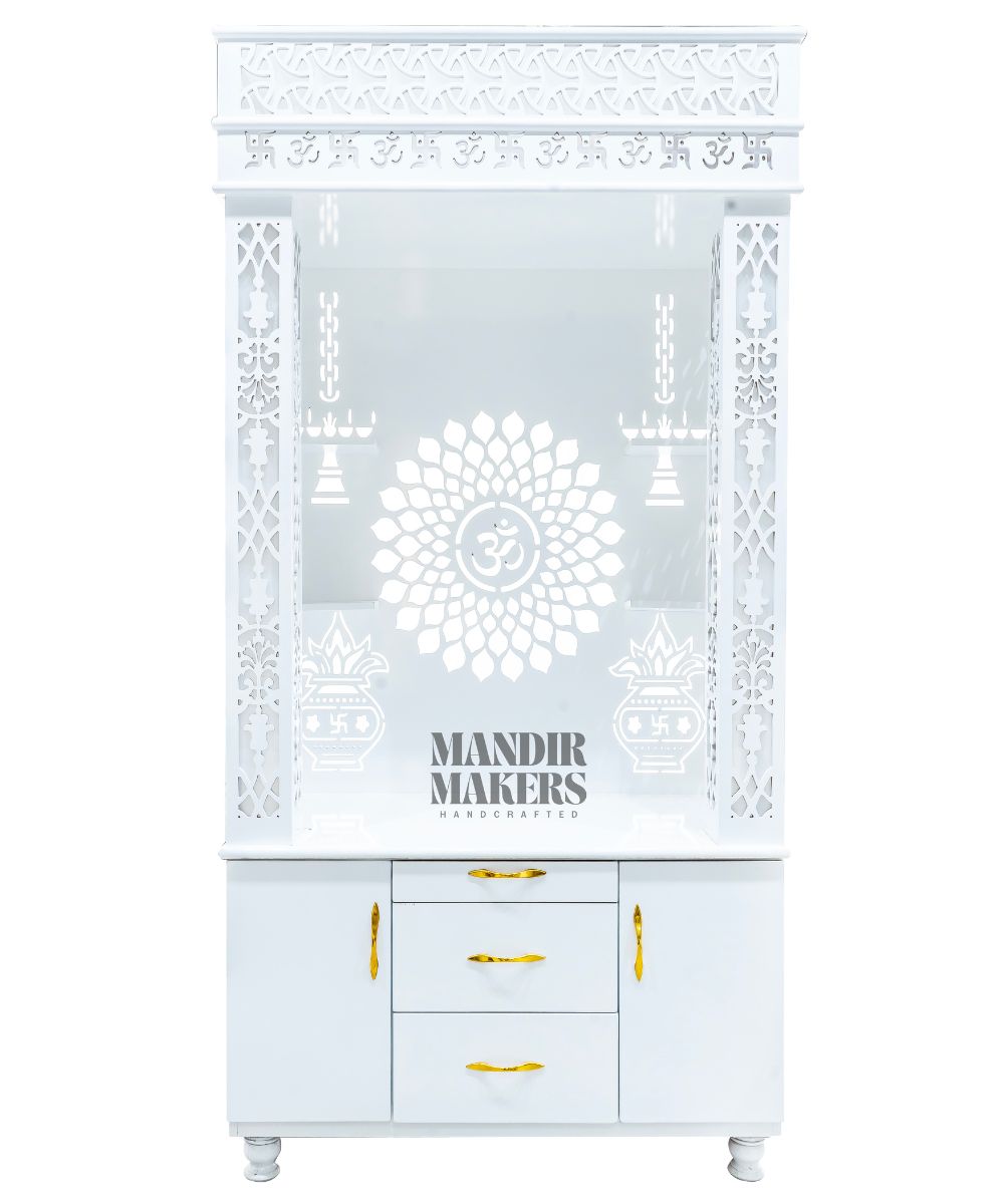 MDF Wood Temple with OM Design & LED Backlight- White (#MM4002)