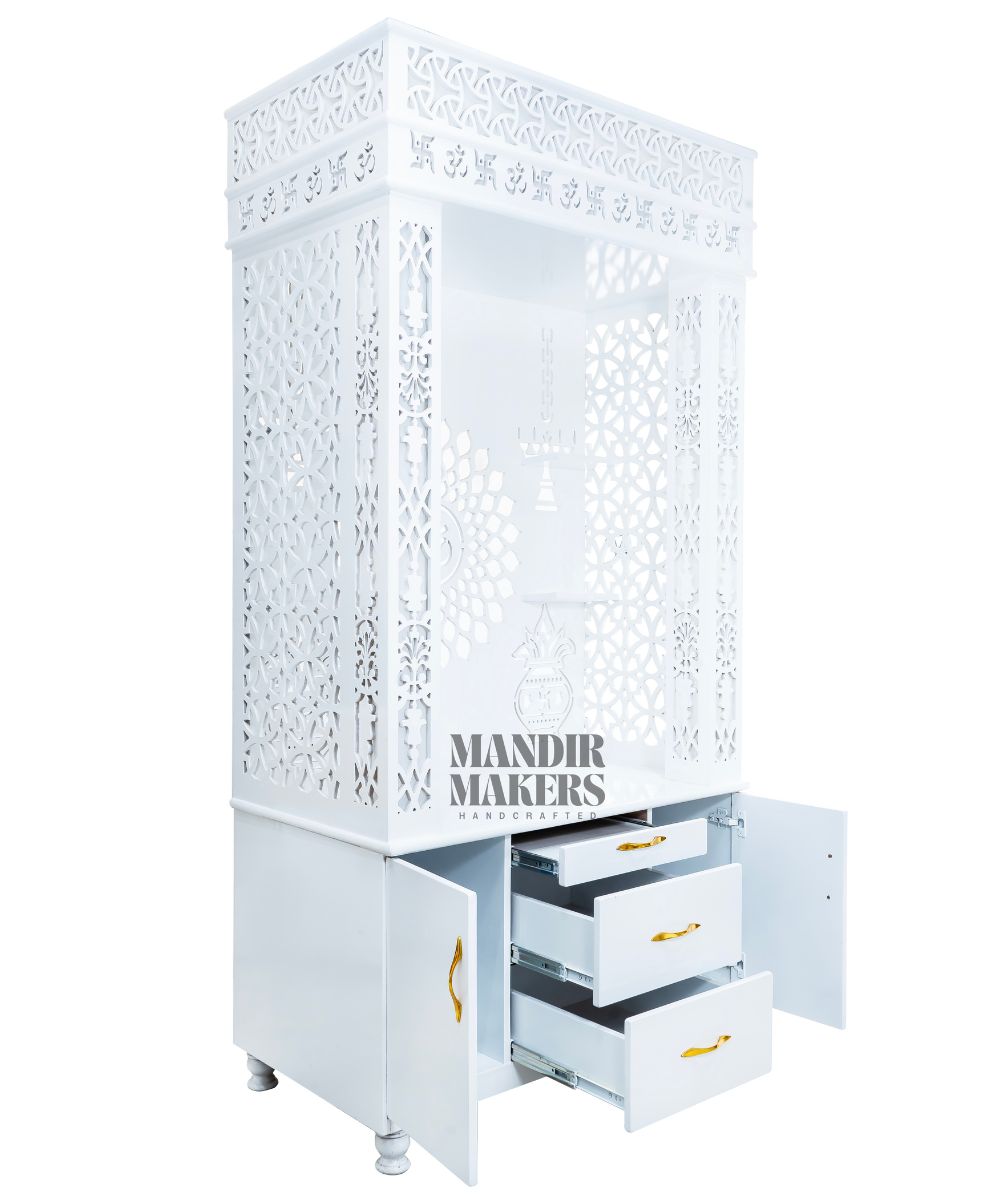 MDF Wood Temple with OM Design & LED Backlight- White (#MM4002)