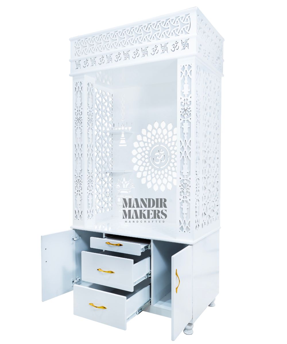 MDF Wood Temple with OM Design & LED Backlight- White (#MM4002)