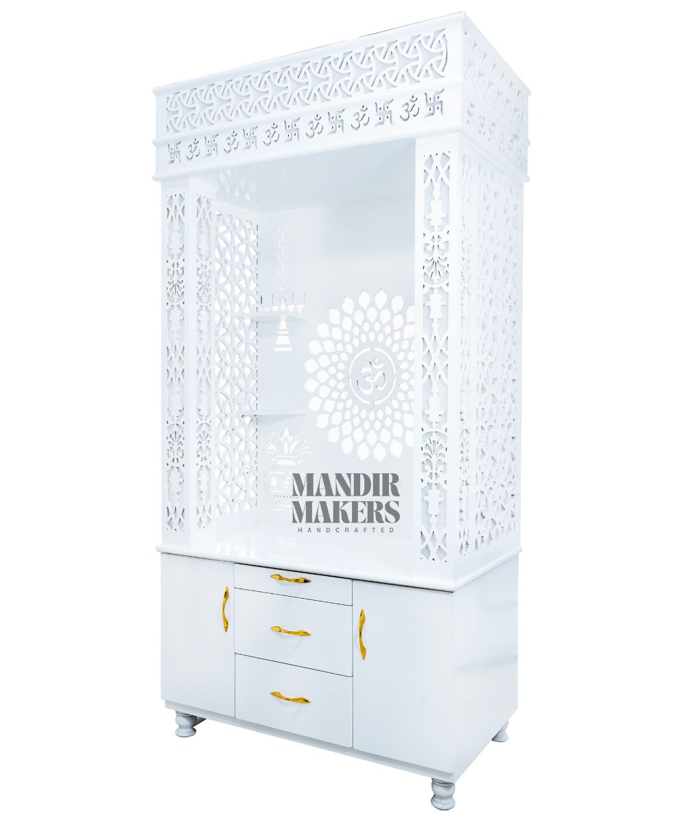 MDF Wood Temple with OM Design & LED Backlight- White (#MM4002)