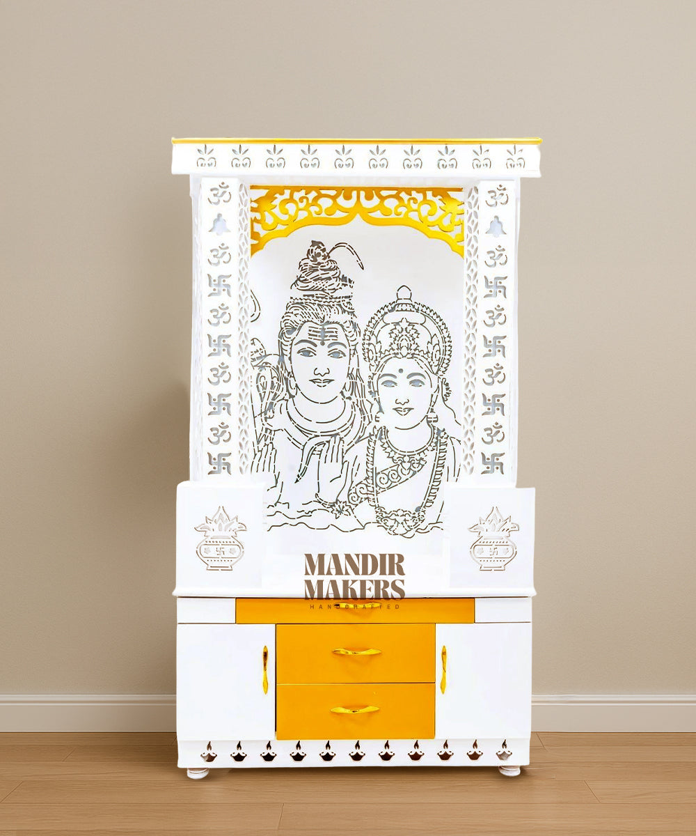 Home Temple – Engineered MDF, LED Illumination & Ample Storage  (#MM4005)