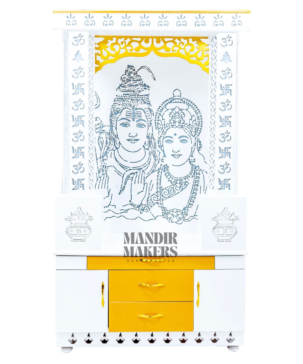 Home Temple – Engineered MDF, LED Illumination & Ample Storage  (#MM4005)