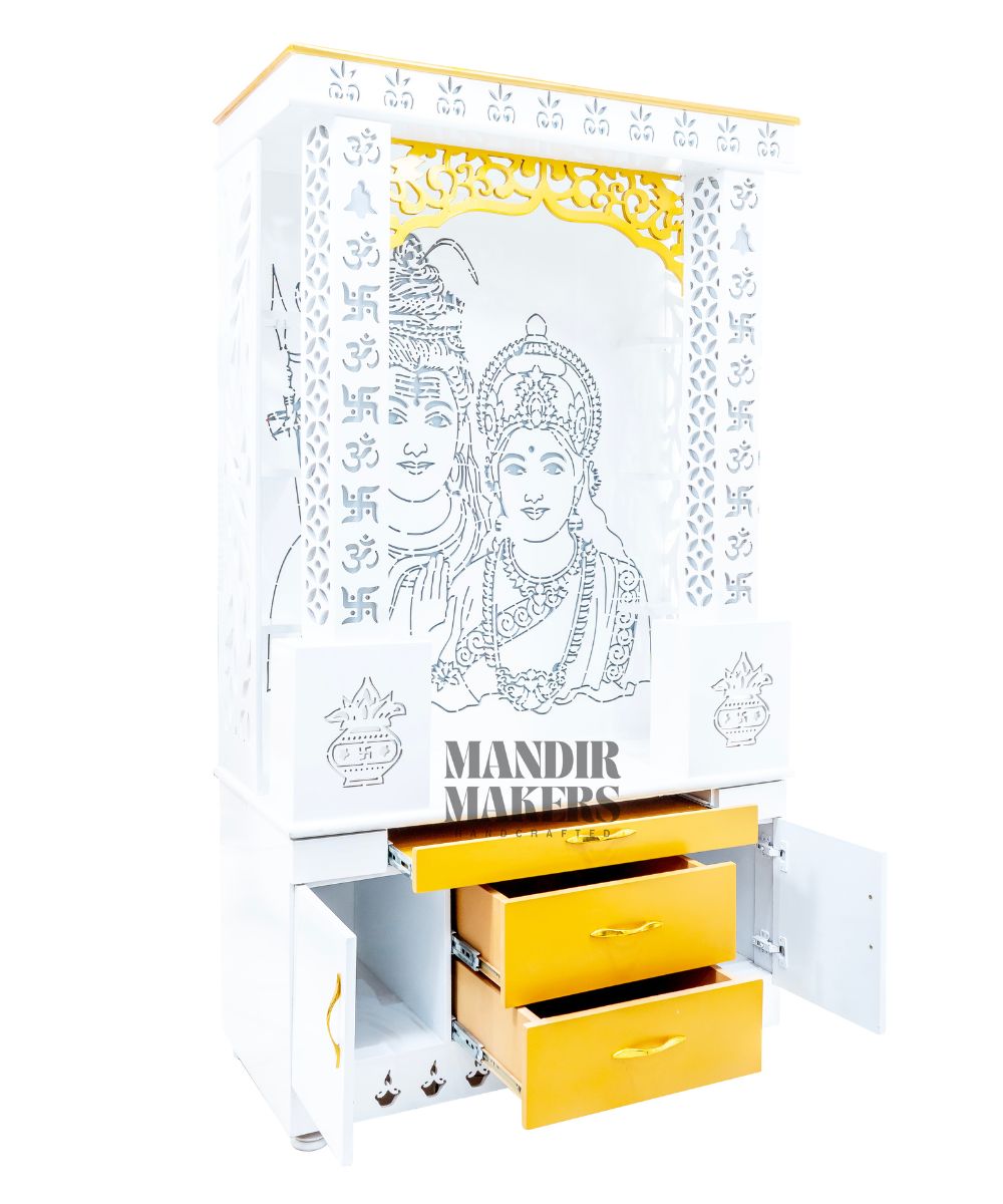 Home Temple – Engineered MDF, LED Illumination & Ample Storage  (#MM4005)