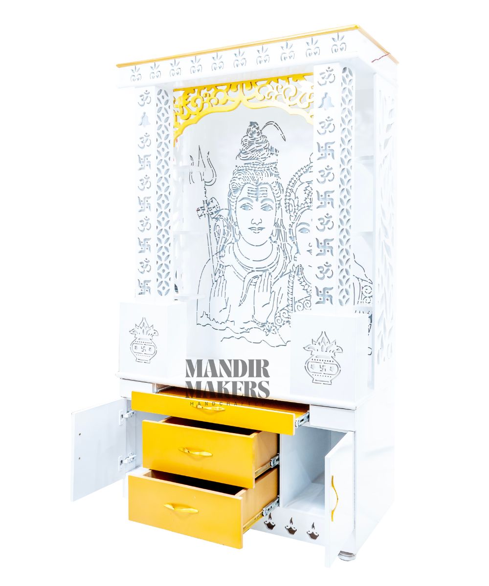 Home Temple – Engineered MDF, LED Illumination & Ample Storage  (#MM4005)