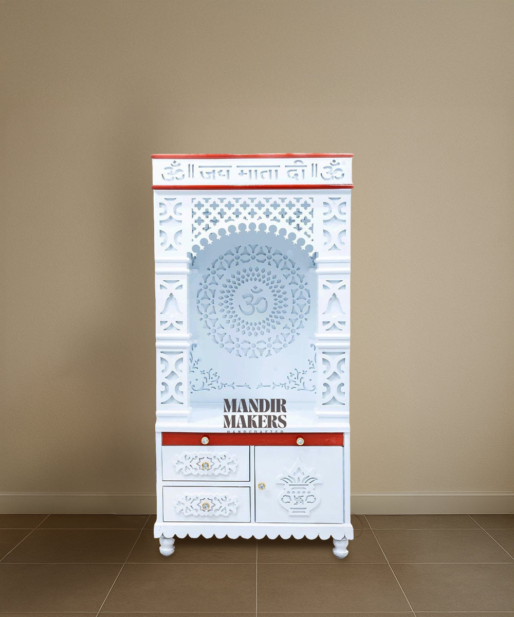 MDF Wood Temple with OM Back Design & LED Backlight- White (#MM4007)