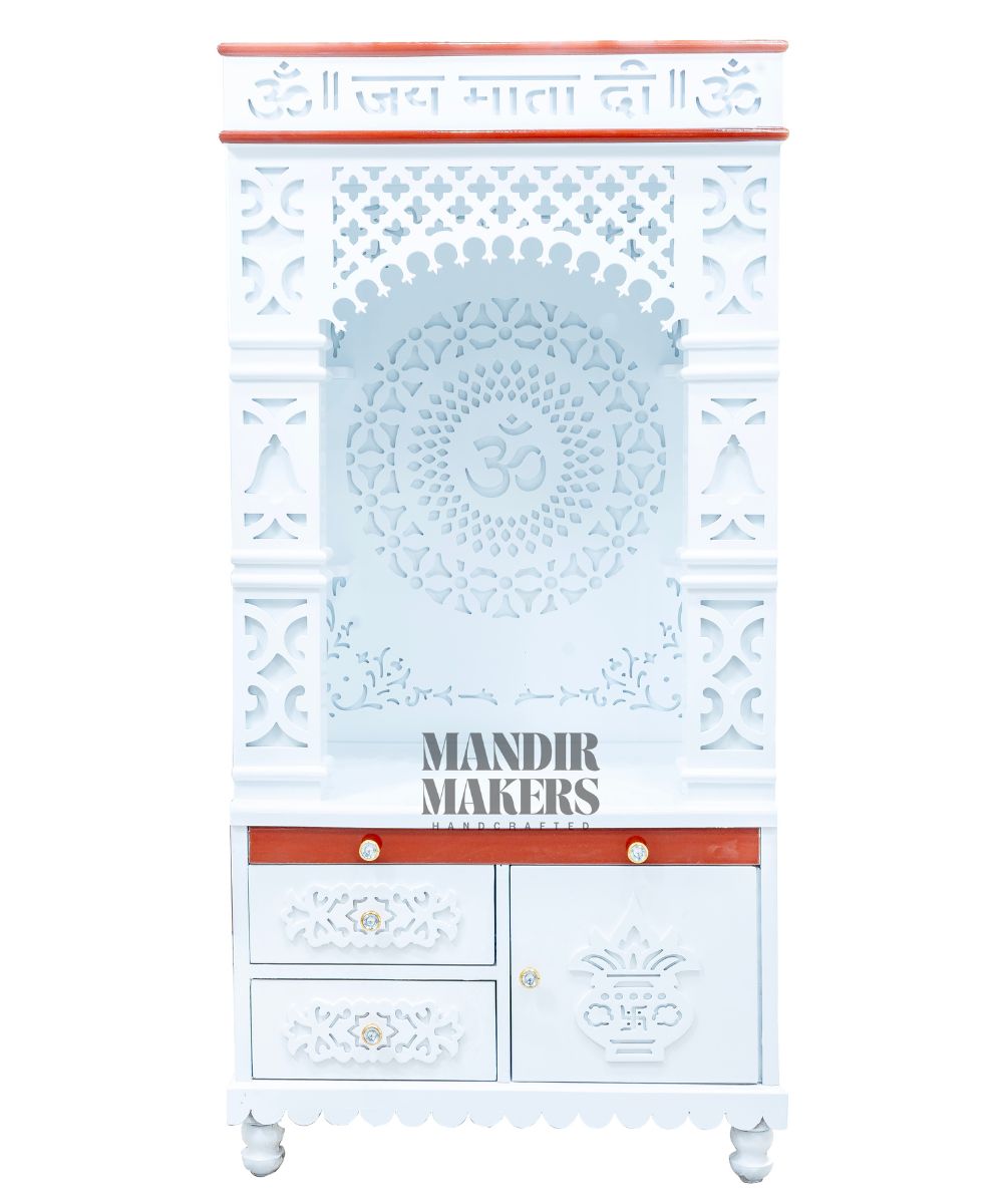 MDF Wood Temple with OM Back Design & LED Backlight- White (#MM4007)
