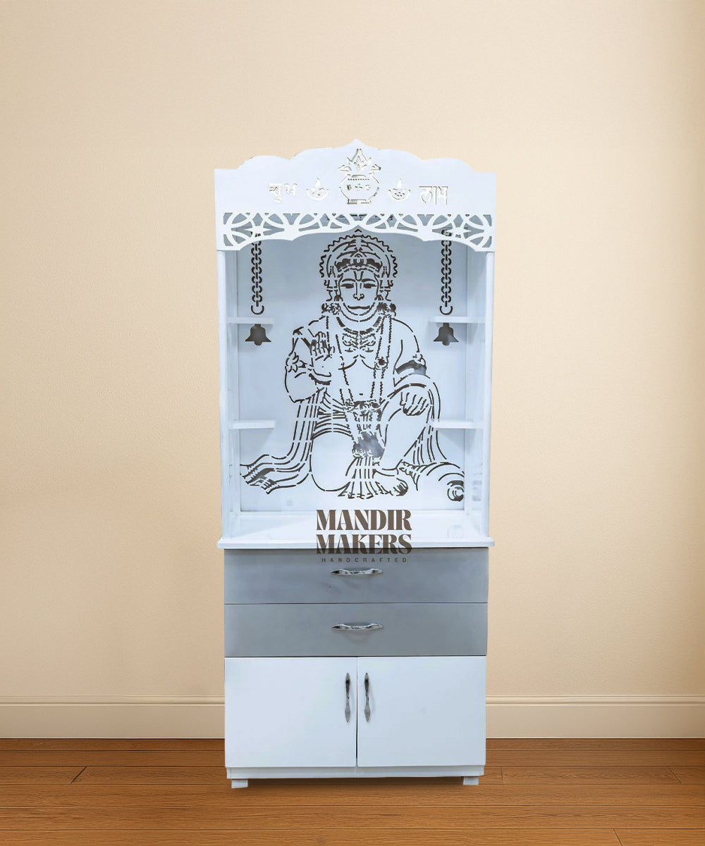 Elegant LED-Backlit MDF Home Temple with Hanuman Ji Highlight (#MM4009)