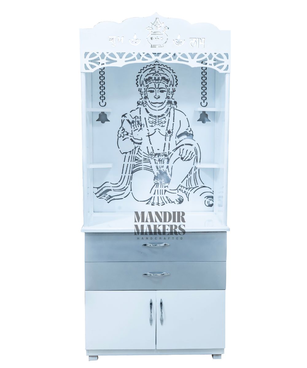 Elegant LED-Backlit MDF Home Temple with Hanuman Ji Highlight (#MM4009)