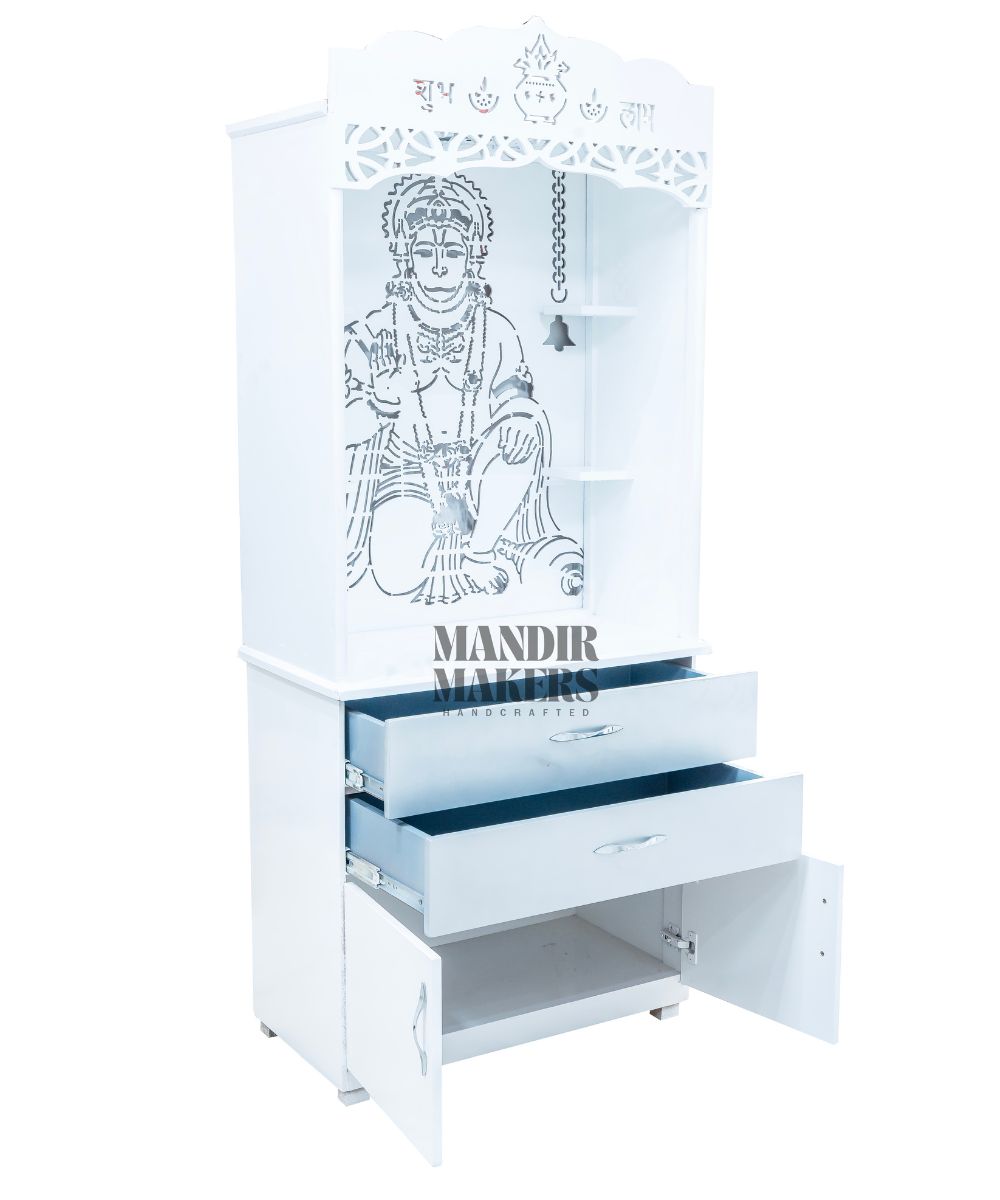 Elegant LED-Backlit MDF Home Temple with Hanuman Ji Highlight (#MM4009)