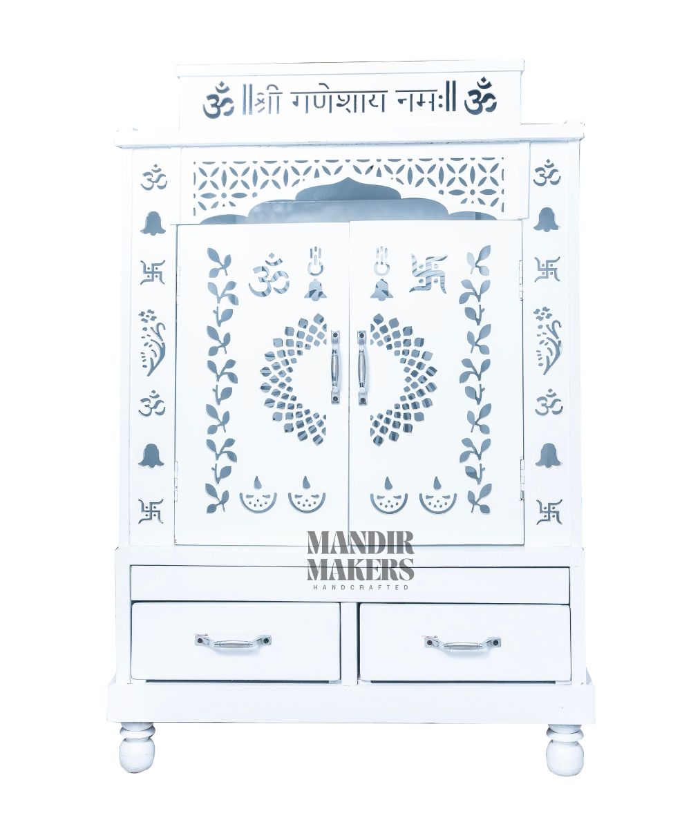 MDF Wood Temple with OM Design & LED Backlight- White (#MM4016)