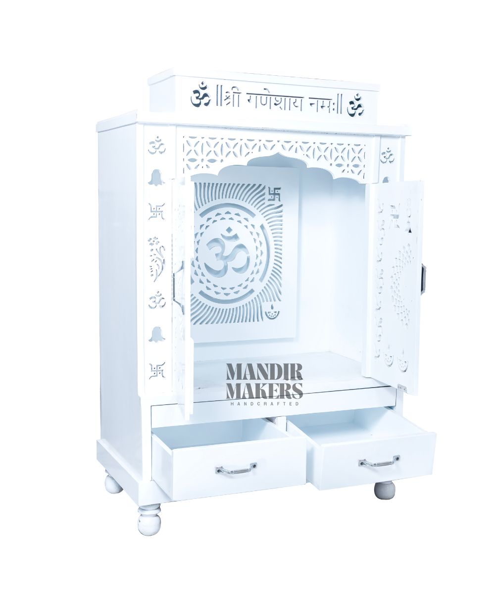 MDF Wood Temple with OM Design & LED Backlight- White (#MM4016)