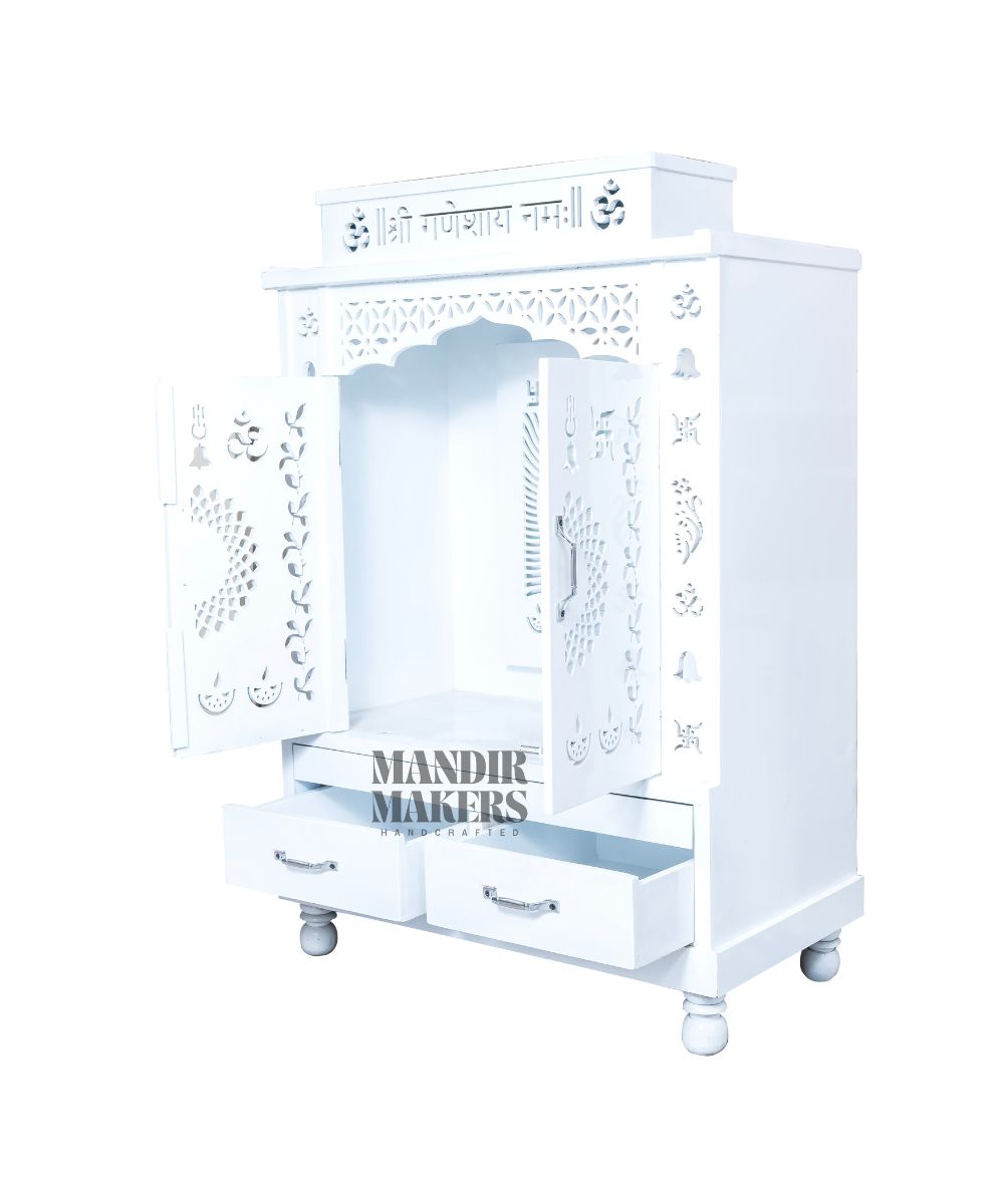 MDF Wood Temple with OM Design & LED Backlight- White (#MM4016)
