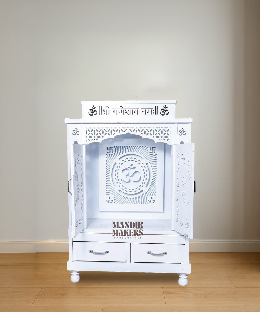 MDF Wood Temple with OM Design & LED Backlight- White (#MM4016)