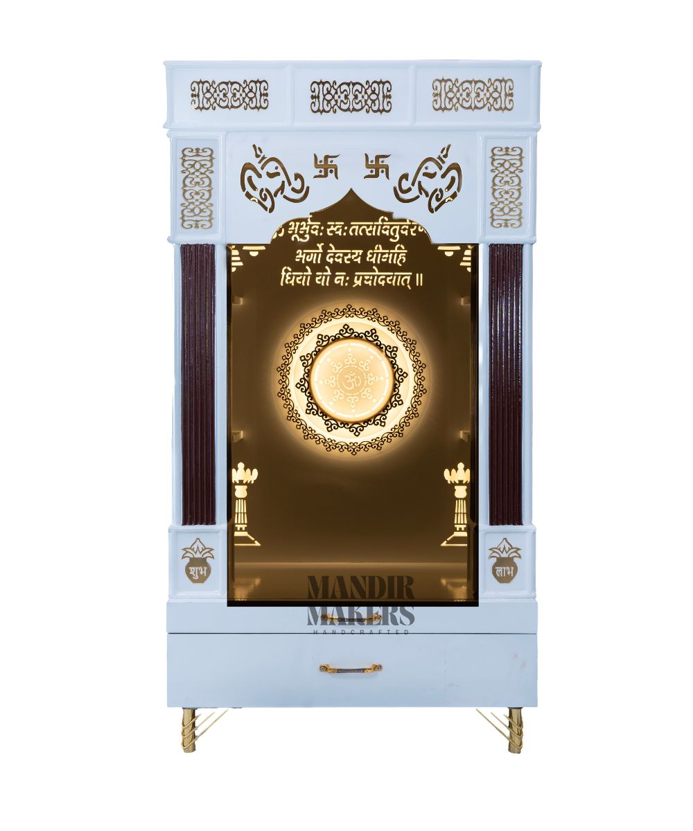 MDF Wood Temple with Ultra-Premium OM Design & LED Backlight- White (#MM4020)