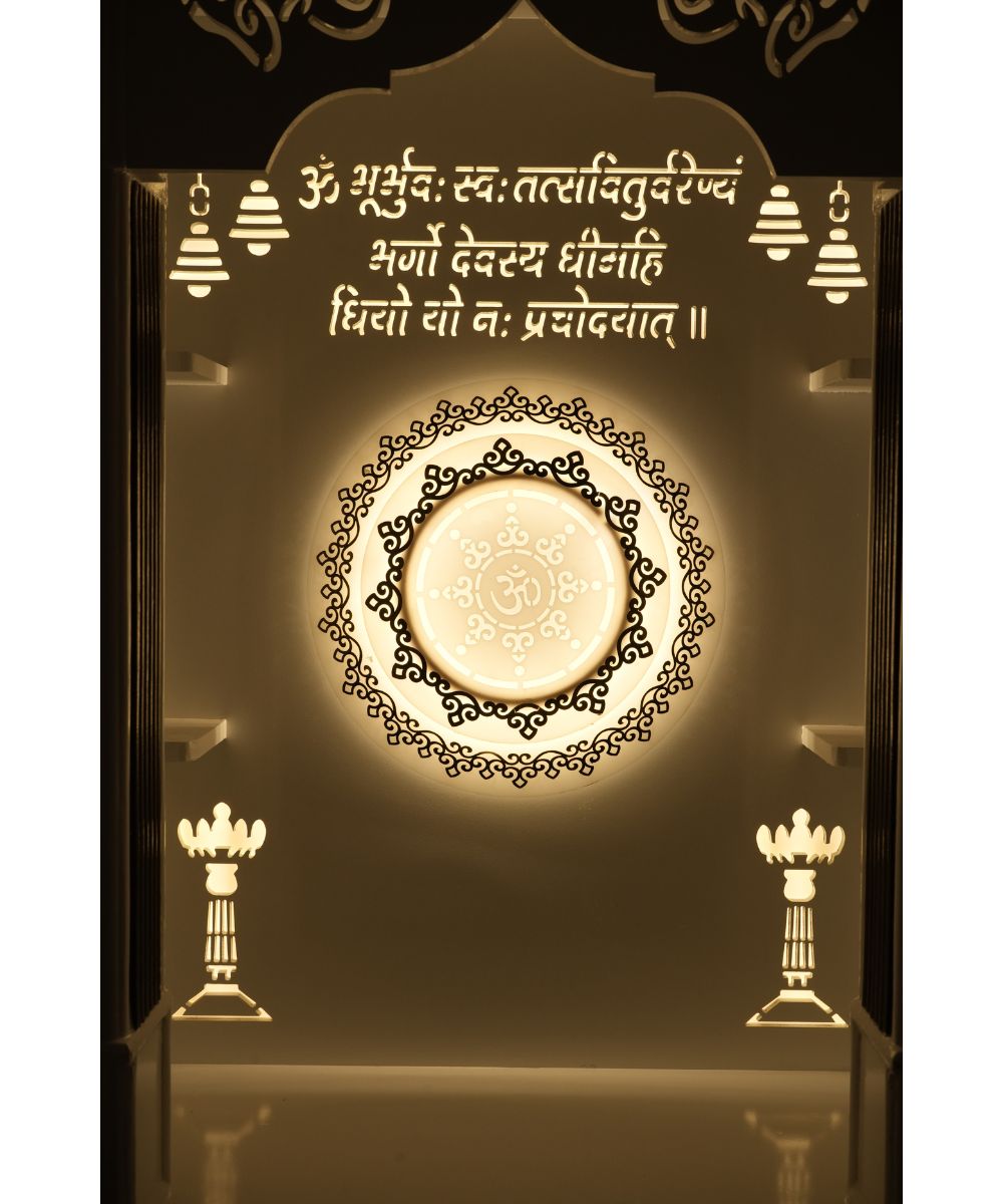 MDF Wood Temple with Ultra-Premium OM Design & LED Backlight- White (#MM4020)