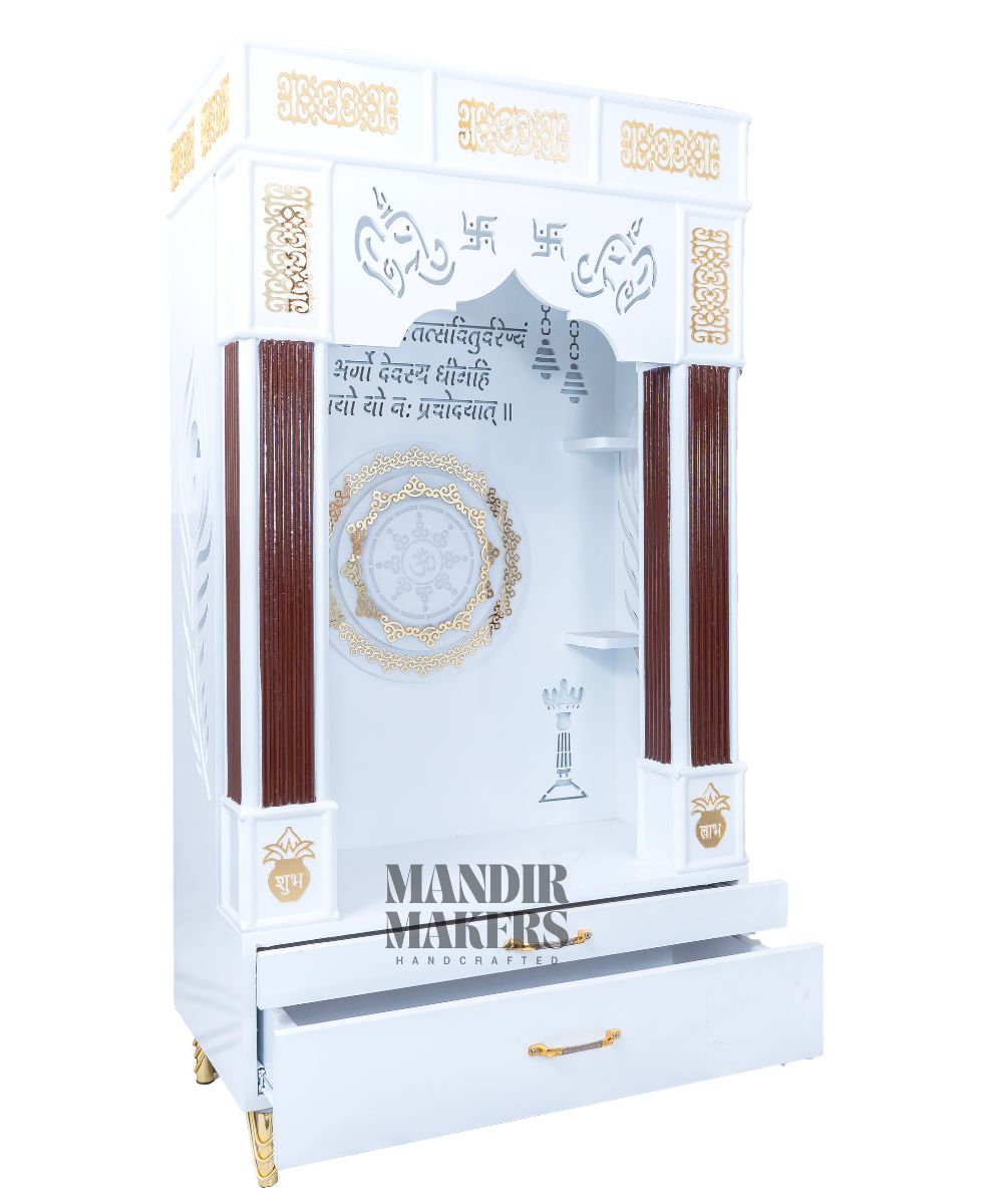 MDF Wood Temple with Ultra-Premium OM Design & LED Backlight- White (#MM4020)