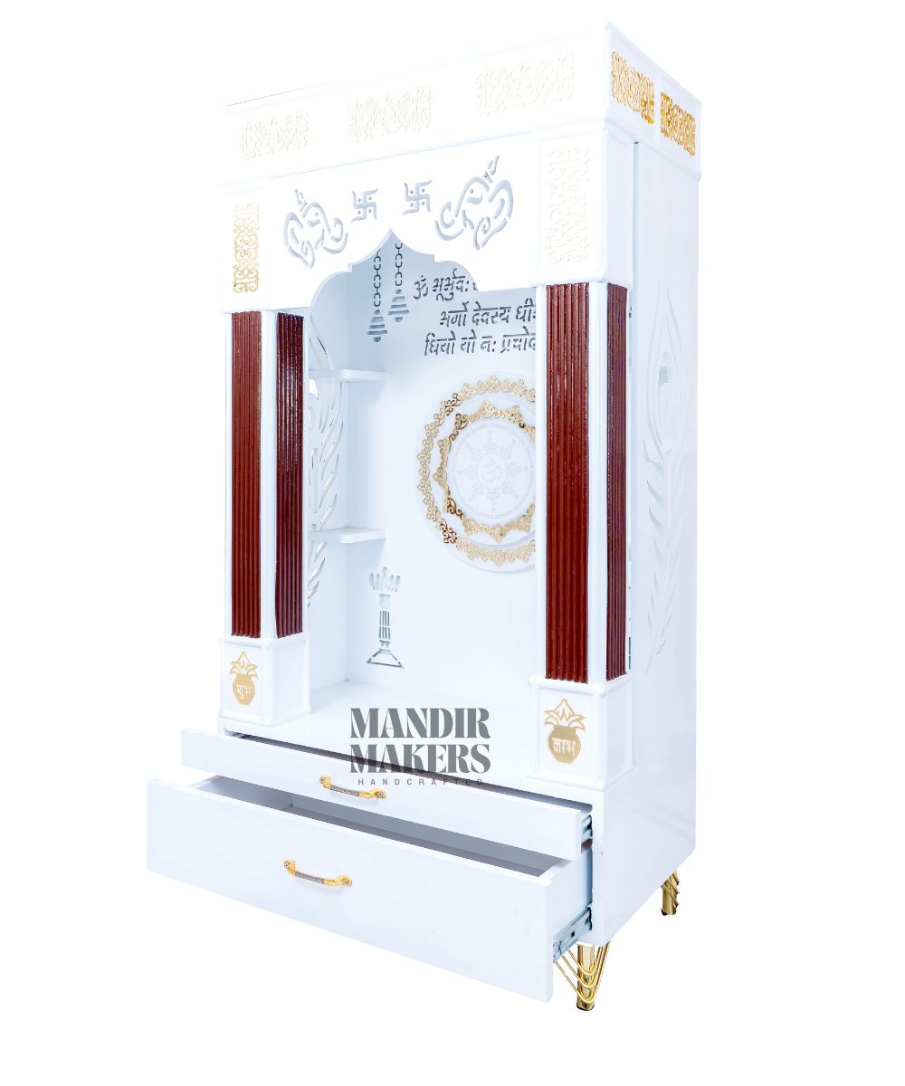 MDF Wood Temple with Ultra-Premium OM Design & LED Backlight- White (#MM4020)